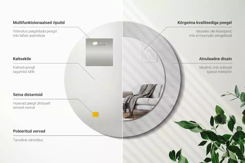 Espelho decorativo redondo Textura de concreto