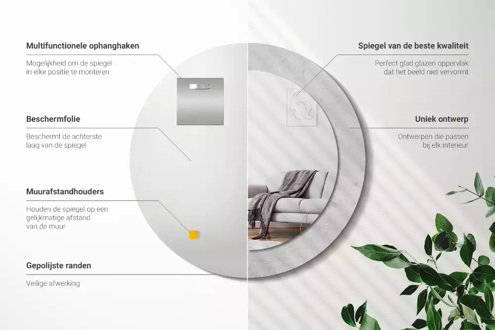 Espelho decorativo redondo Textura de concreto