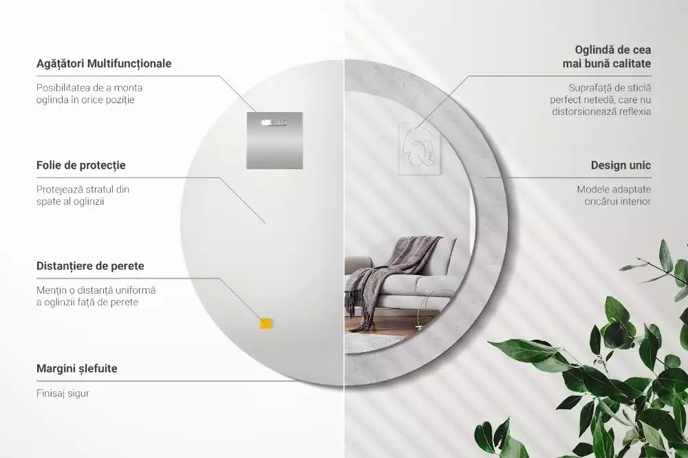 Espelho decorativo redondo Textura de concreto