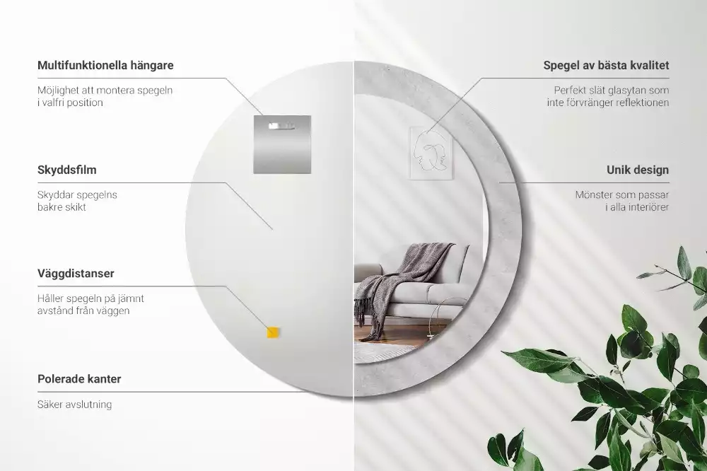 Espelho decorativo redondo Textura de concreto