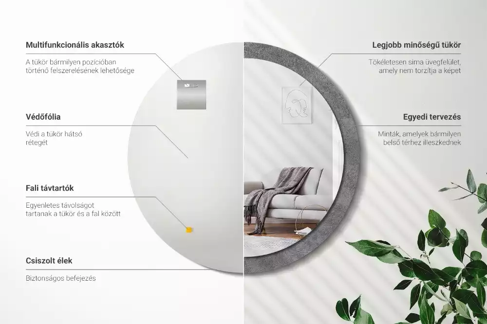 Espelho redondo decorativo Textura de concreto