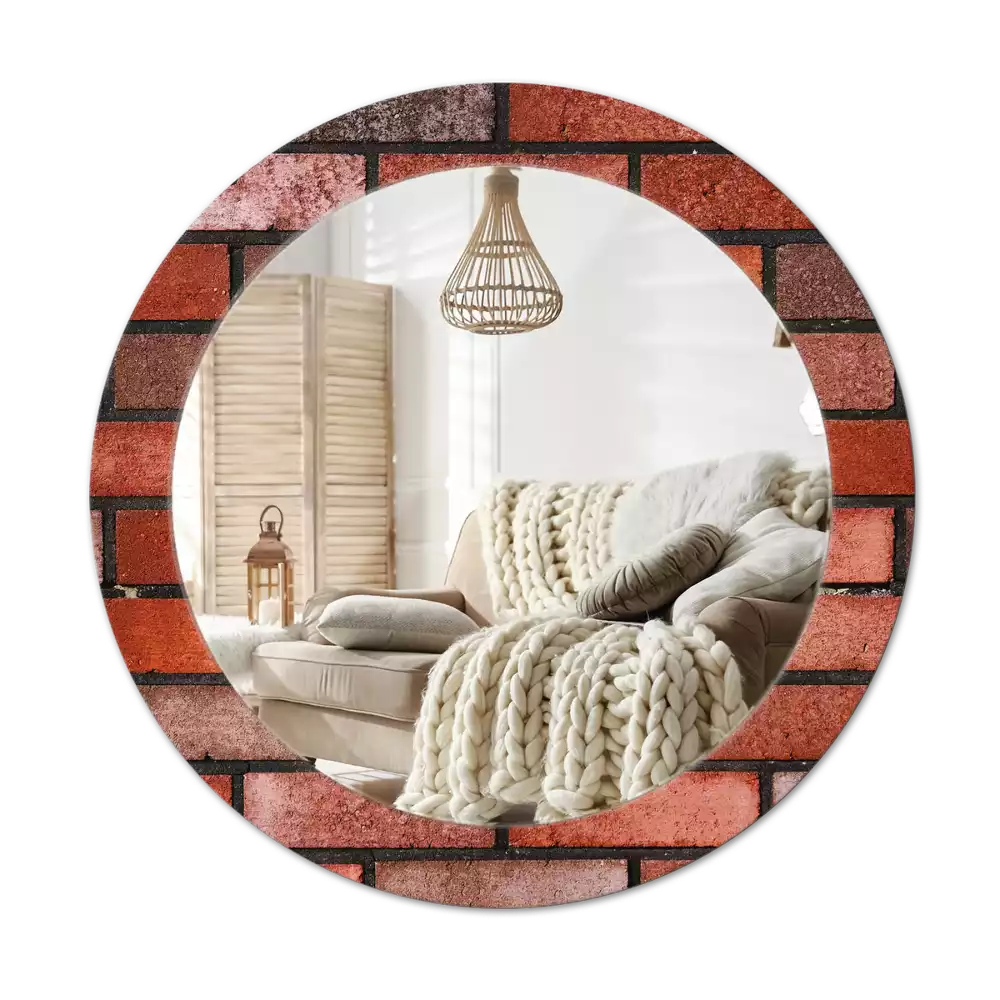 Espelho decorativo redondo Tijolo vermelho