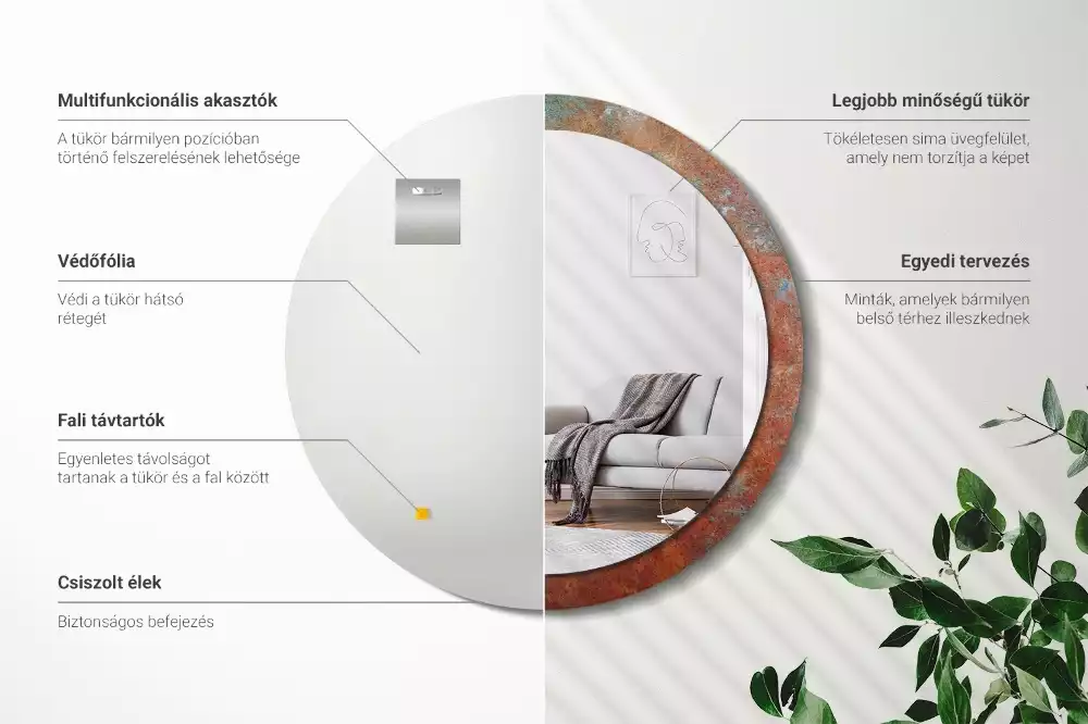 Espelho redondo decorativo Metal enferrujado