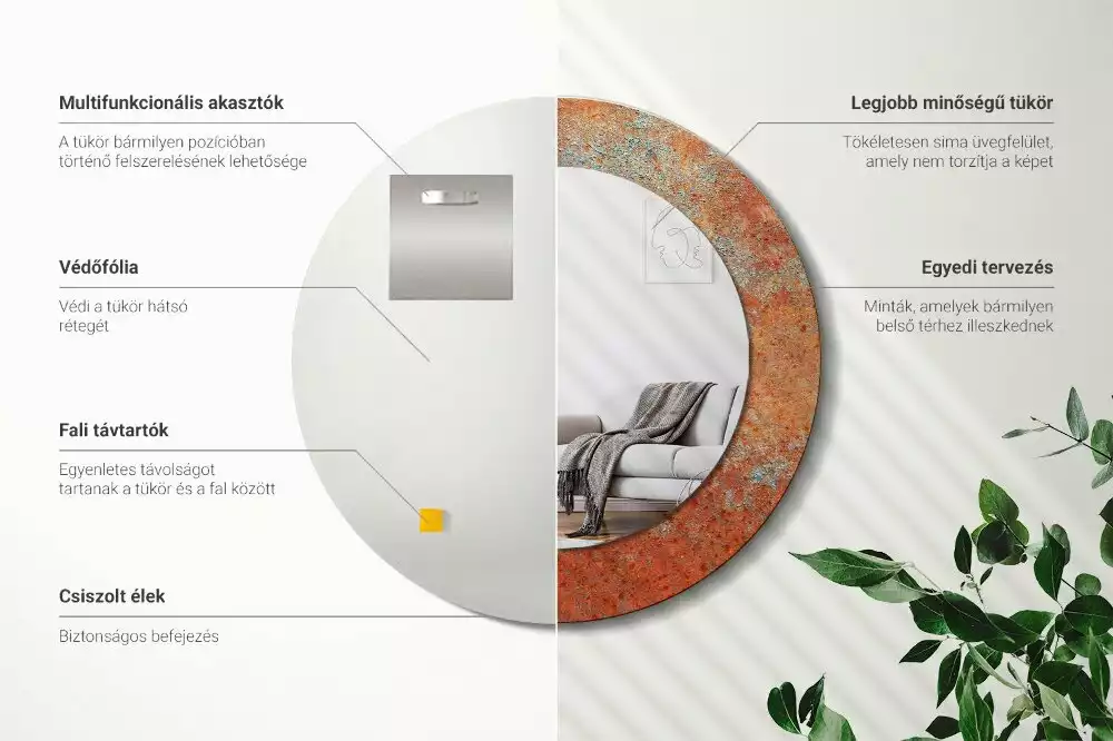 Espelho redondo decorativo Metal enferrujado