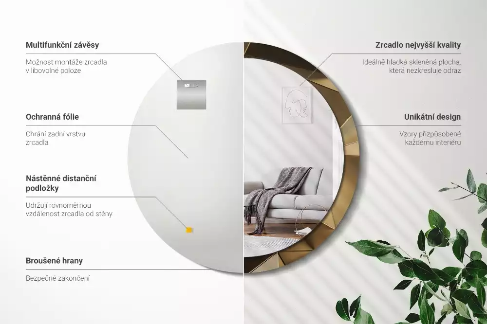 Espelho redondo decorativo Abstração moderna