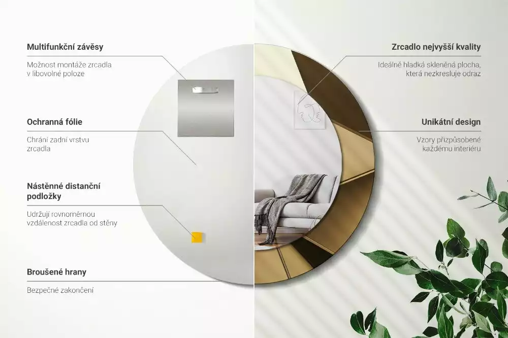 Espelho redondo decorativo Abstração moderna