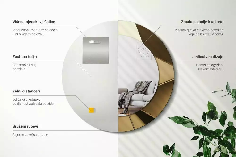 Espelho redondo decorativo Abstração moderna