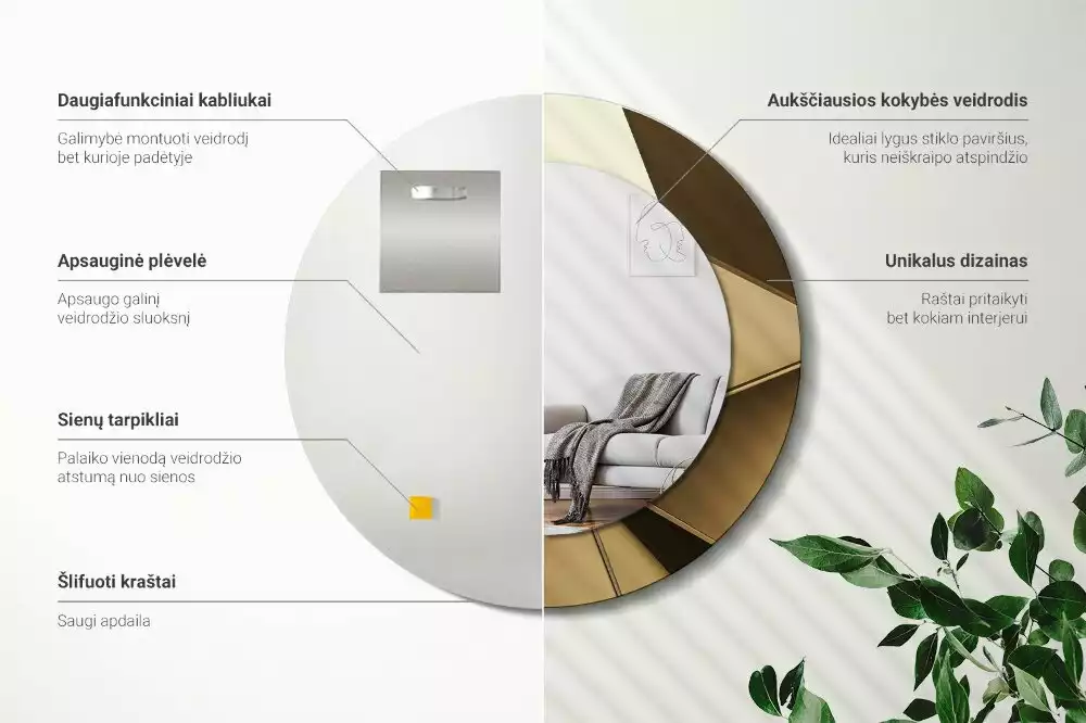 Espelho redondo decorativo Abstração moderna