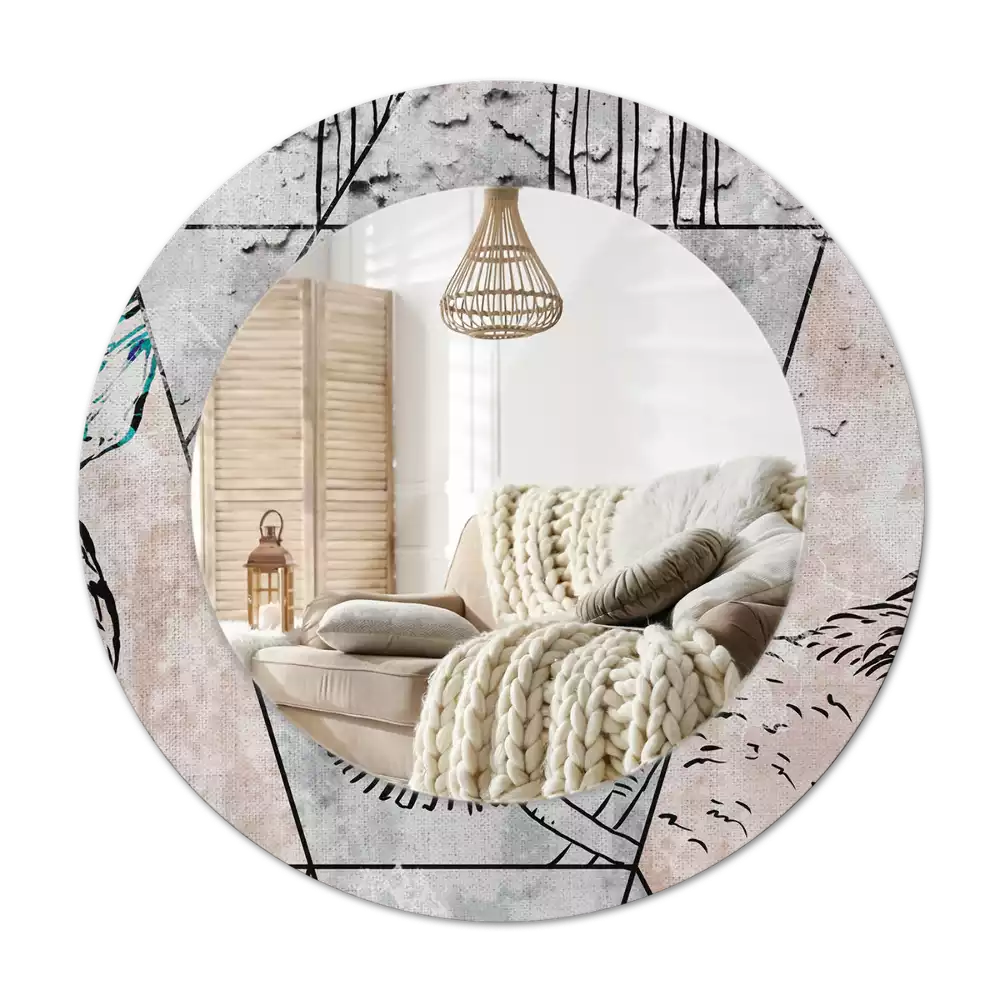 Espelho decorativo redondo Animais abstratos