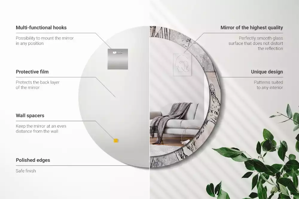 Espelho decorativo redondo Animais abstratos