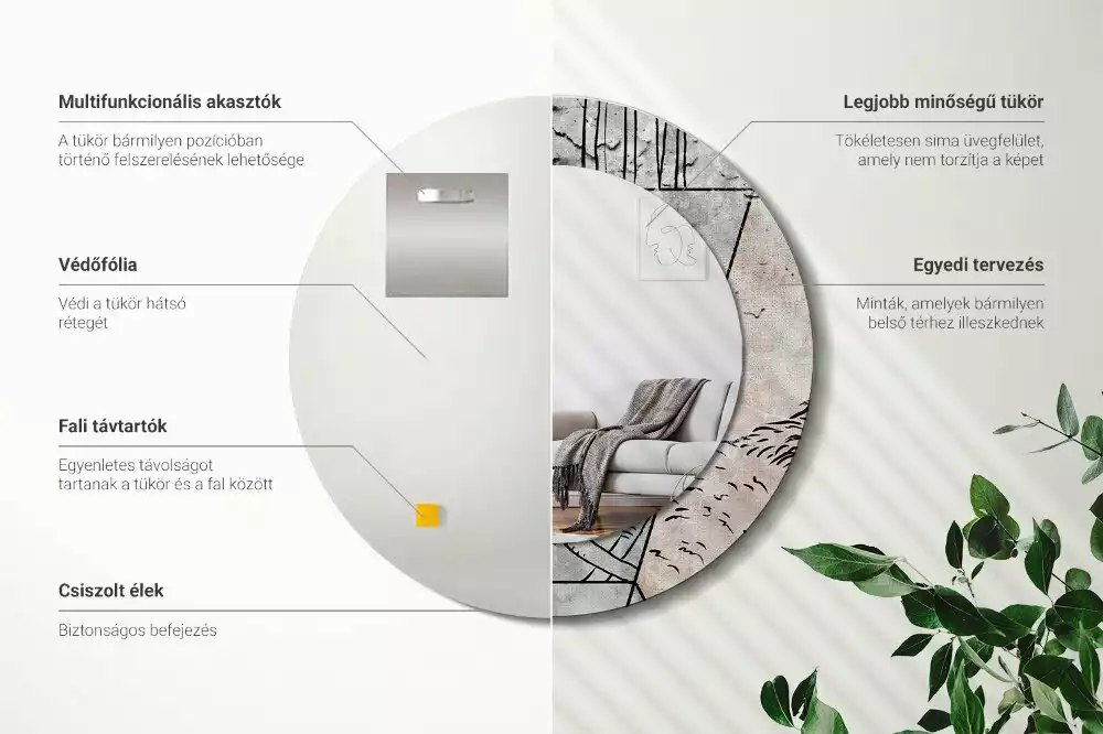 Espelho decorativo redondo Animais abstratos