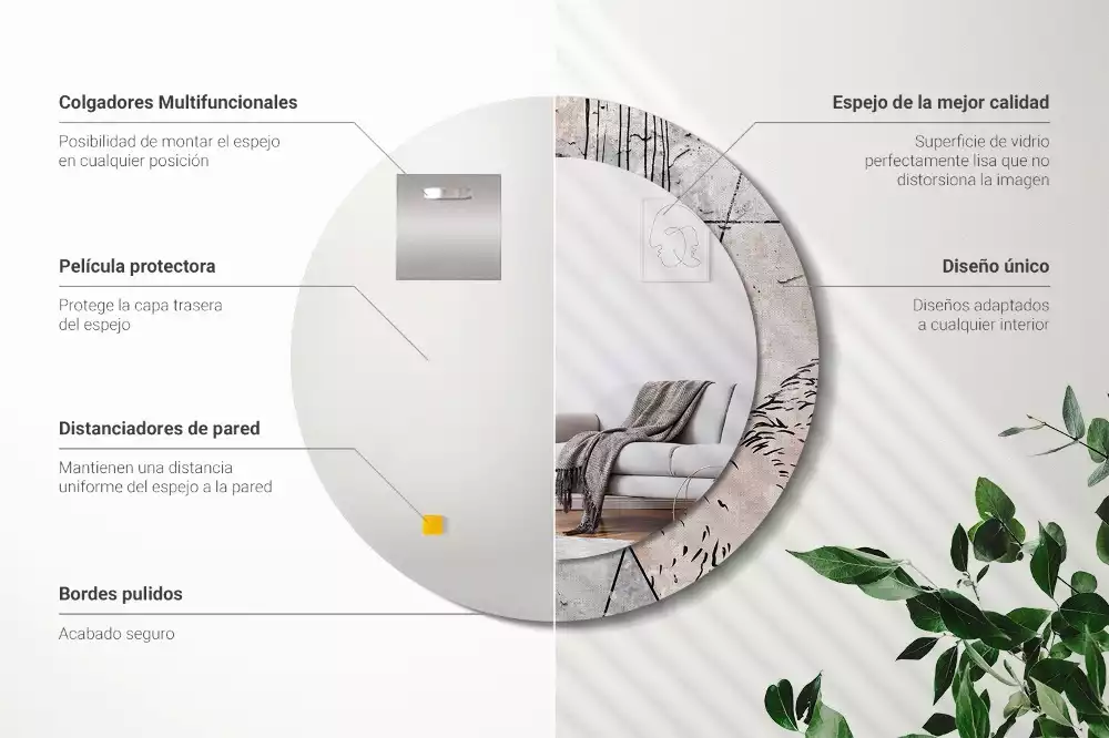 Espelho decorativo redondo Animais abstratos