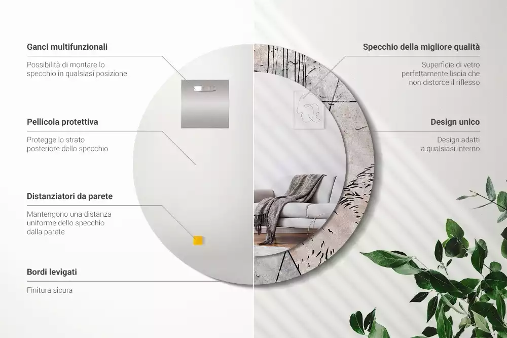 Espelho decorativo redondo Animais abstratos