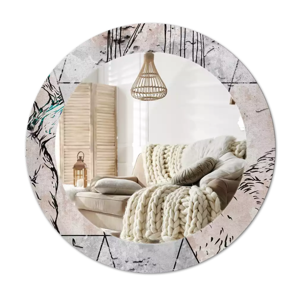 Espelho decorativo redondo Animais abstratos