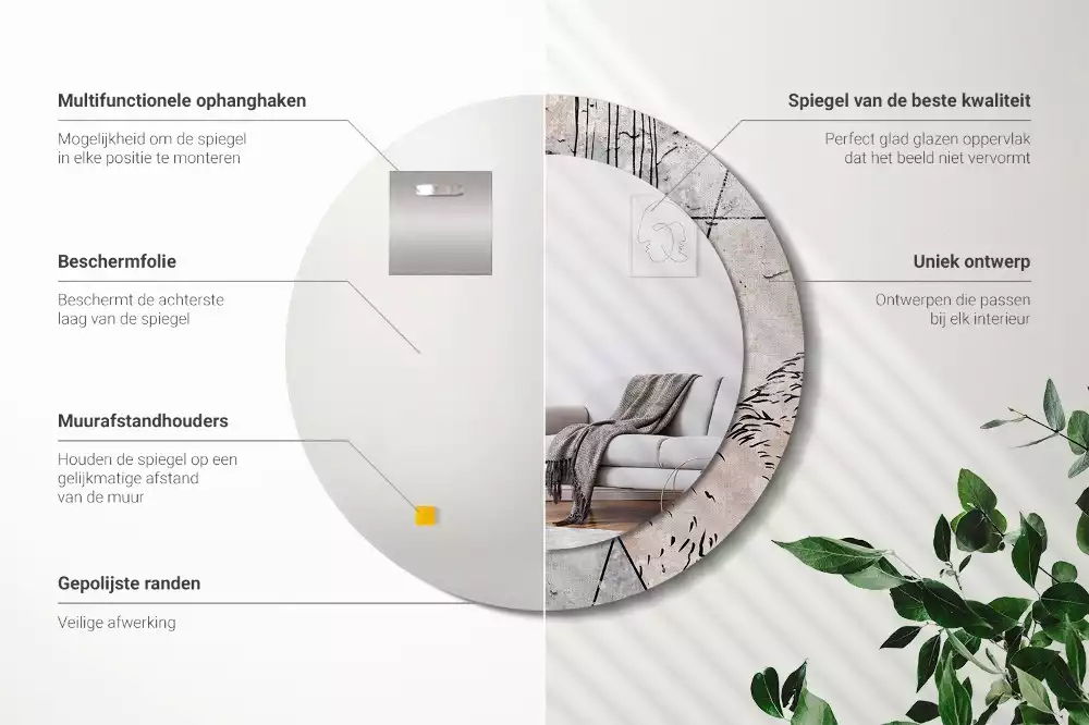 Espelho decorativo redondo Animais abstratos