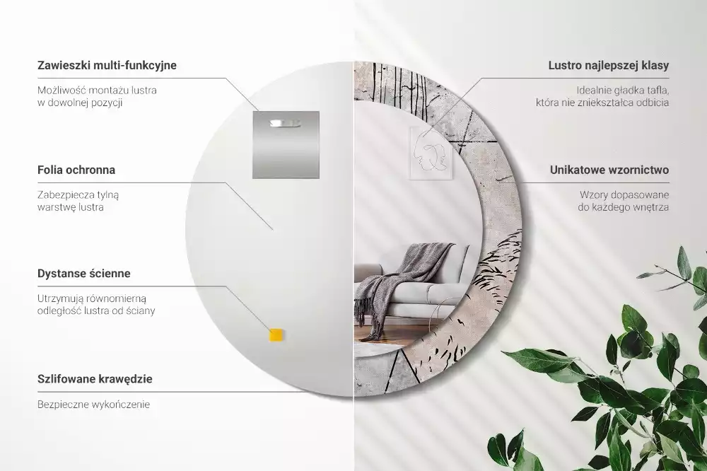 Espelho decorativo redondo Animais abstratos