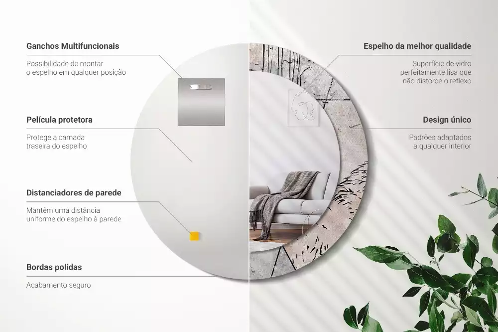 Espelho decorativo redondo Animais abstratos