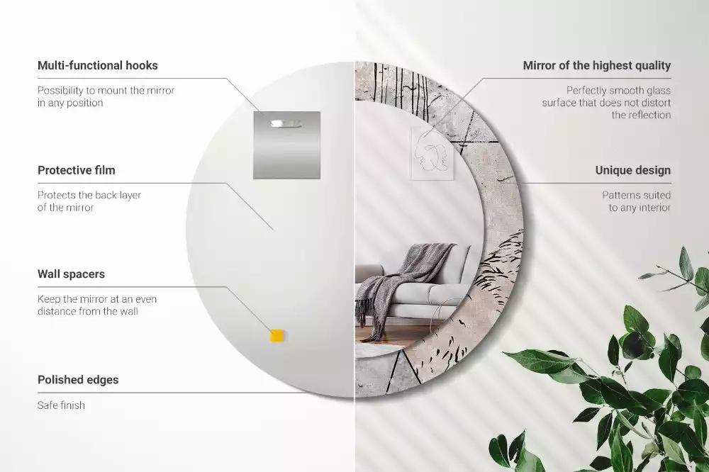 Espelho decorativo redondo Animais abstratos