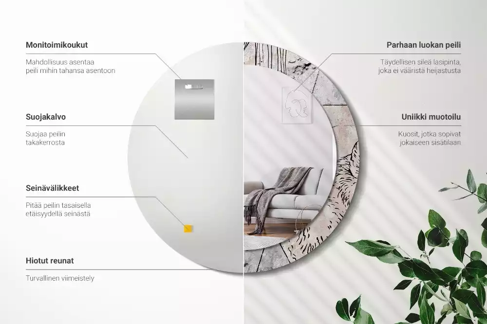 Espelho decorativo redondo Animais abstratos