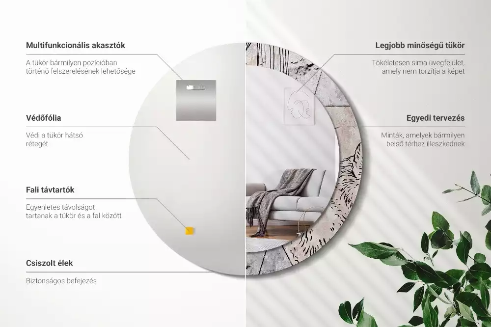 Espelho decorativo redondo Animais abstratos