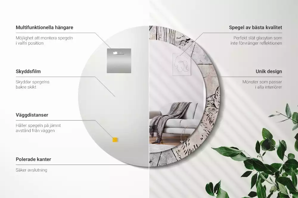 Espelho decorativo redondo Animais abstratos