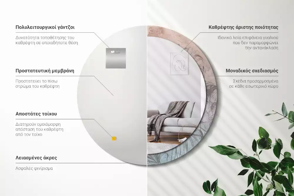 Espelho redondo decorativo Flores tropicais