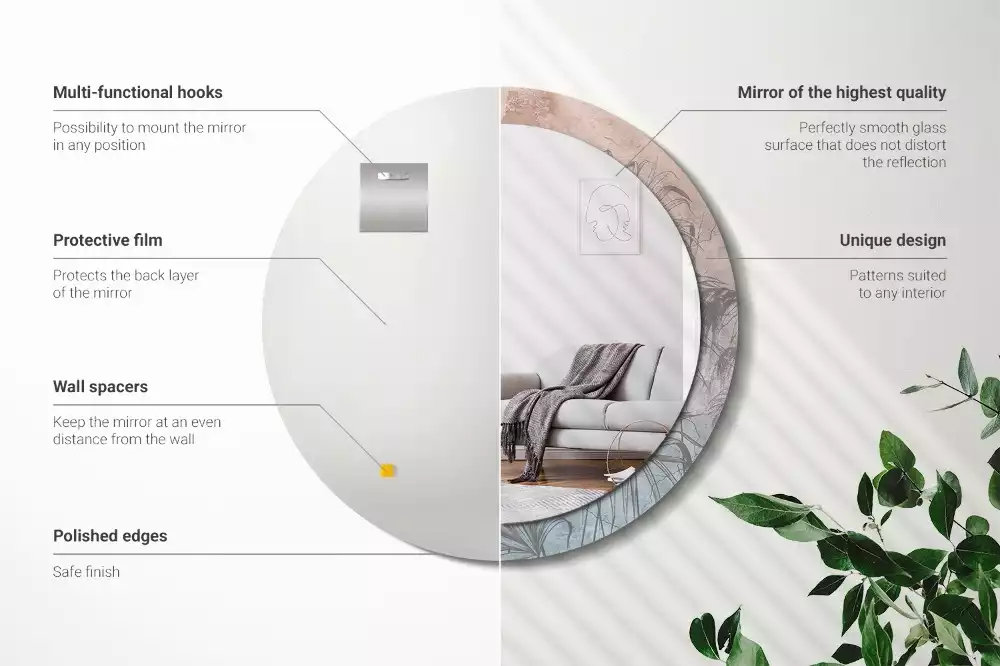 Espelho redondo decorativo Flores tropicais