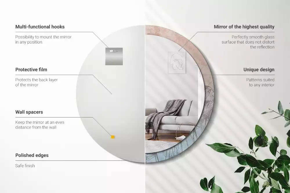 Espelho redondo decorativo Flores tropicais