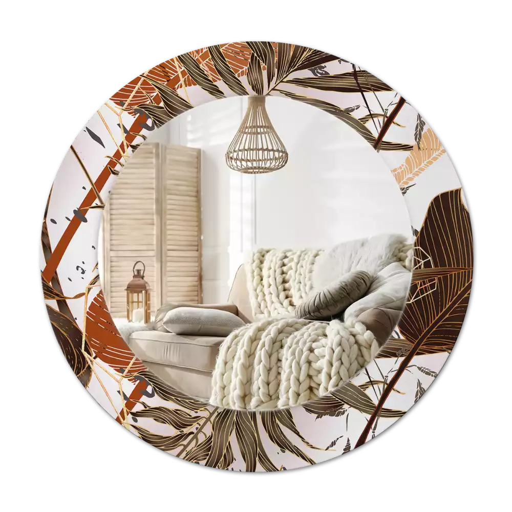 Espelho decorativo redondo Folhas de palmeira