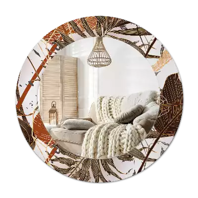 Espelho decorativo redondo Folhas de palmeira