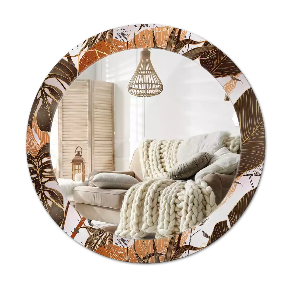 Espelho decorativo redondo Folhas de palmeira