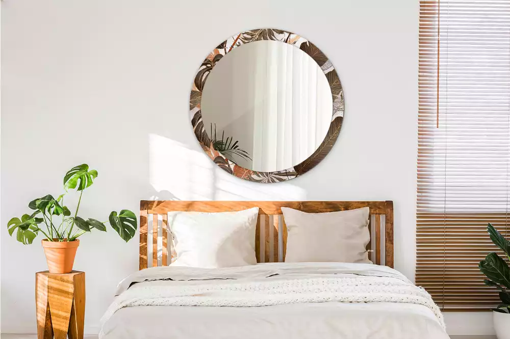 Espelho decorativo redondo Folhas de palmeira
