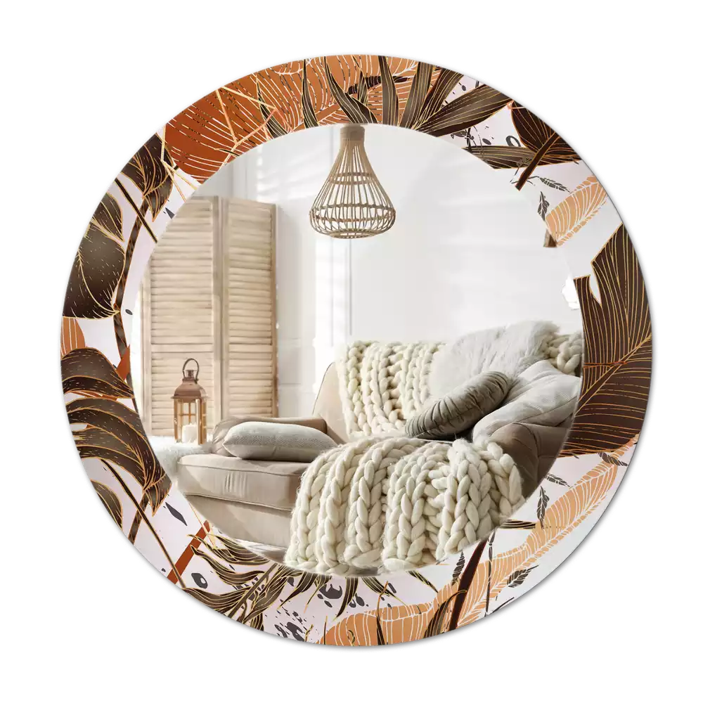 Espelho decorativo redondo Folhas de palmeira