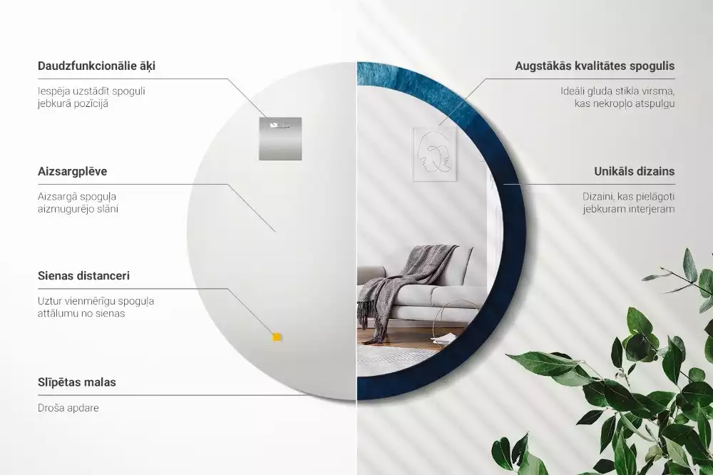 Espelho decorativo redondo Arte abstrata