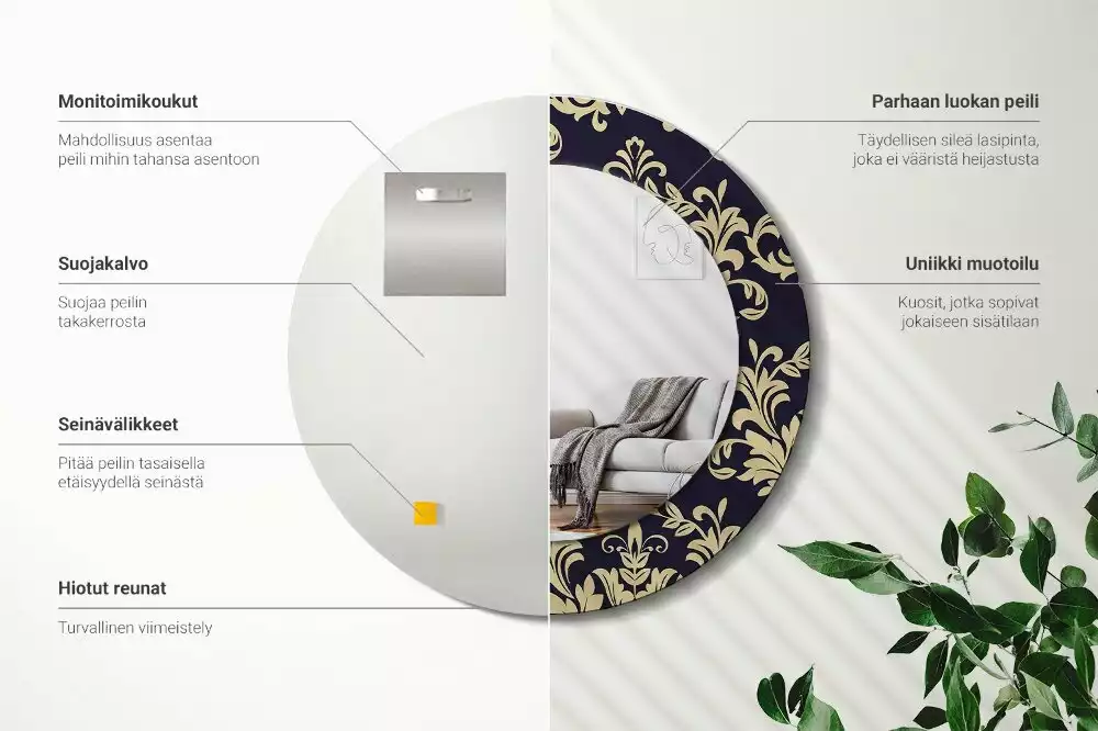 Espelho redondo decorativo Padrão floral