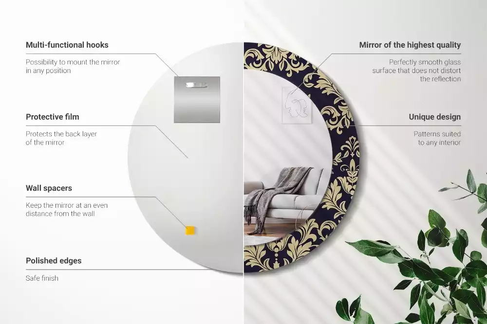 Espelho redondo decorativo Padrão floral