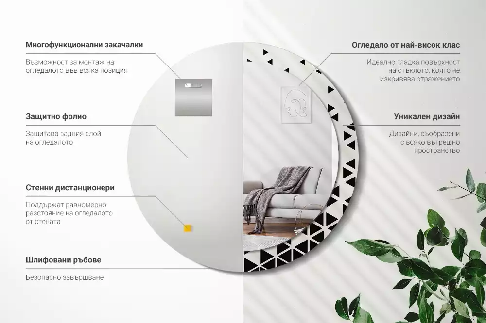 Espelho decorativo redondo Abstração geométrica