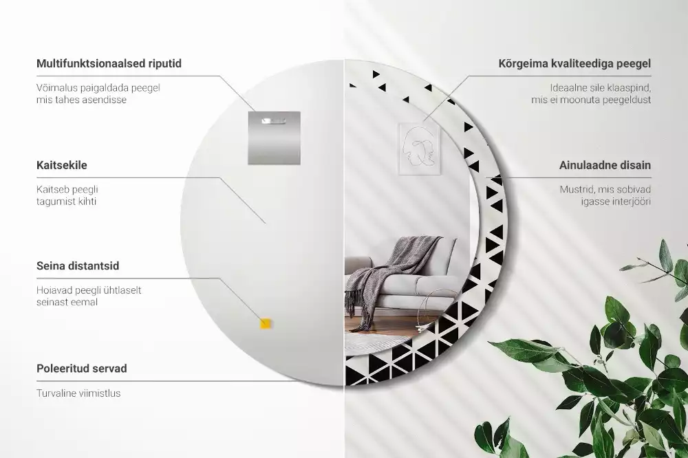 Espelho decorativo redondo Abstração geométrica