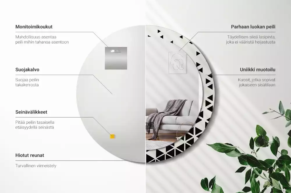 Espelho decorativo redondo Abstração geométrica