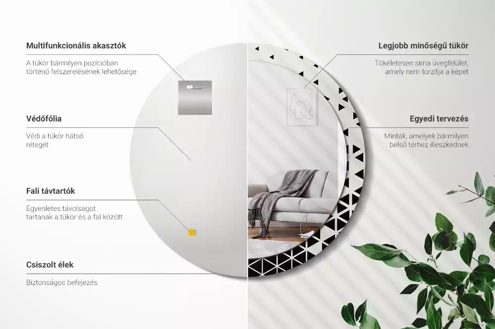 Espelho decorativo redondo Abstração geométrica