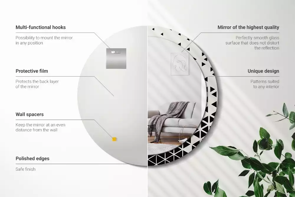 Espelho decorativo redondo Abstração geométrica