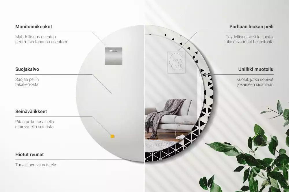 Espelho decorativo redondo Abstração geométrica