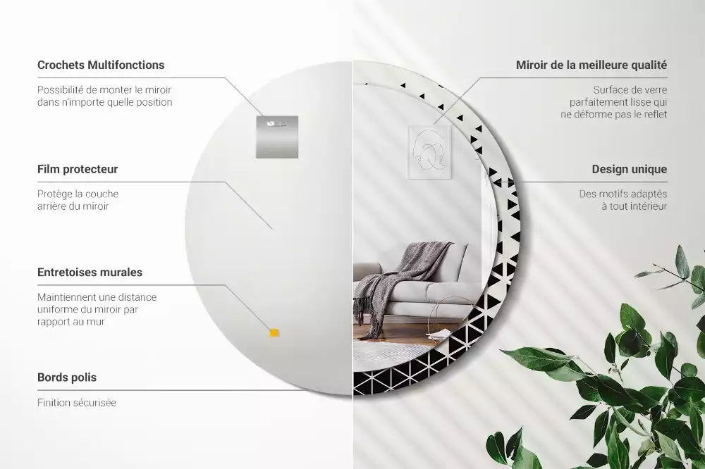 Espelho decorativo redondo Abstração geométrica