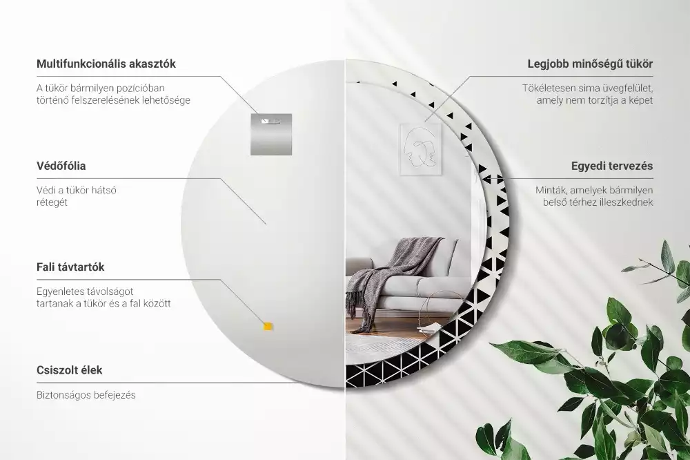 Espelho decorativo redondo Abstração geométrica