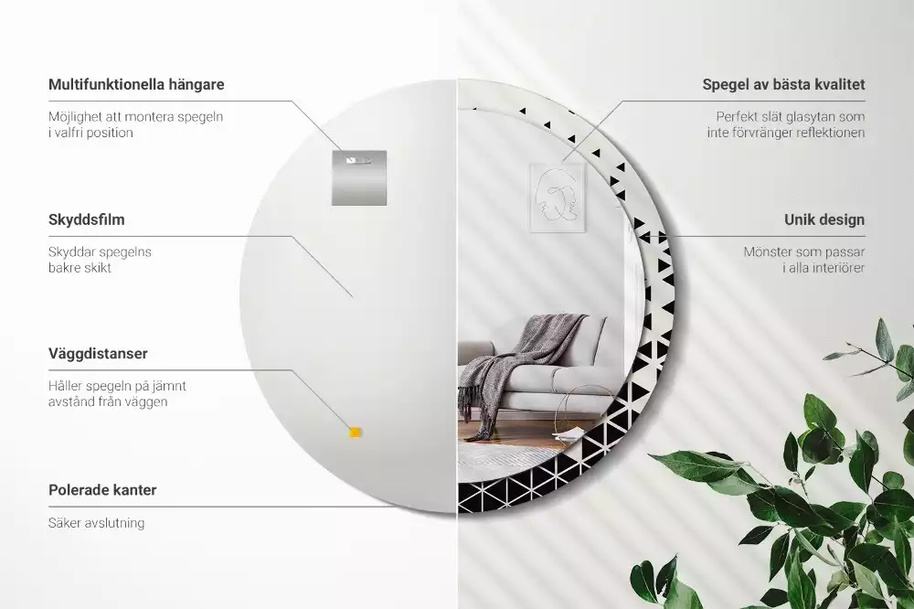 Espelho decorativo redondo Abstração geométrica