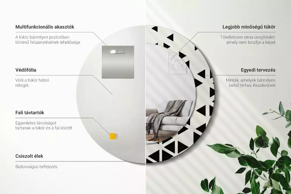 Espelho decorativo redondo Abstração geométrica