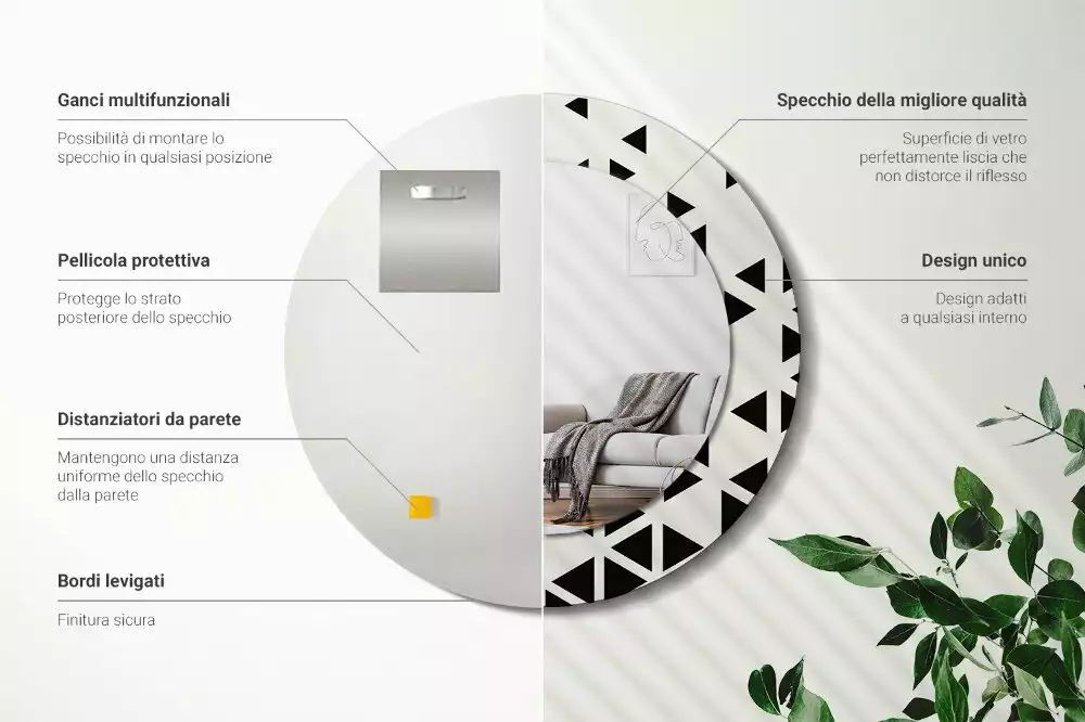 Espelho decorativo redondo Abstração geométrica