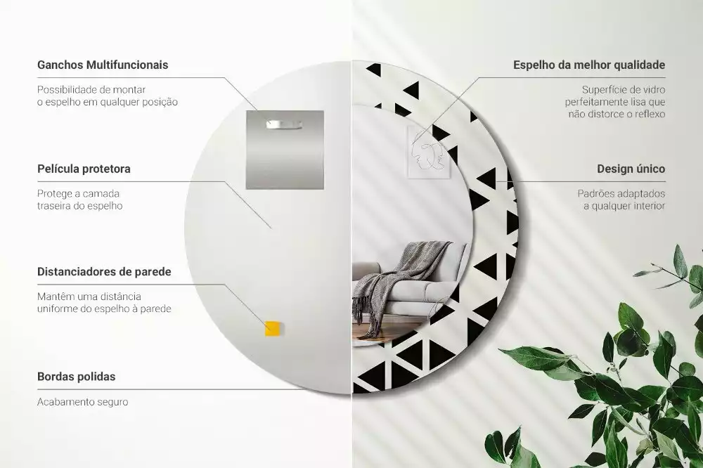 Espelho decorativo redondo Abstração geométrica