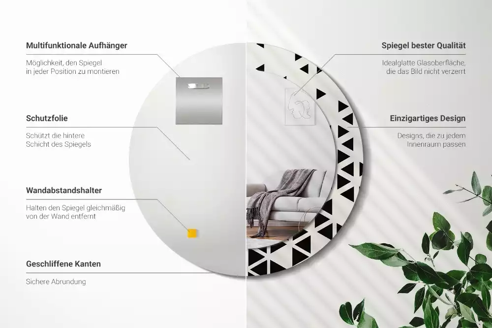 Espelho decorativo redondo Abstração geométrica