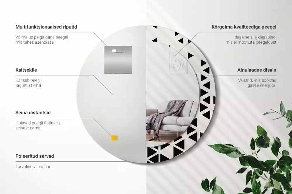 Espelho decorativo redondo Abstração geométrica